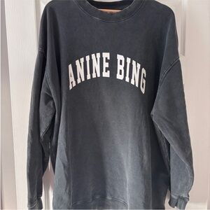 Anine Bing oversized Charcoal Sweatshirt with White Logo